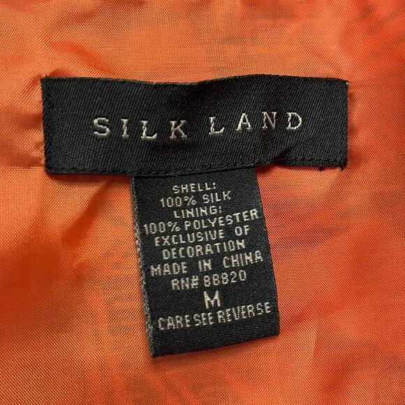 Silk Land Orange and Black Leaf Print Button-Up Shirt - Picture 4 of 8